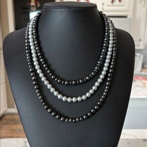 Vintage 1950s Hematite 3-strand Necklace